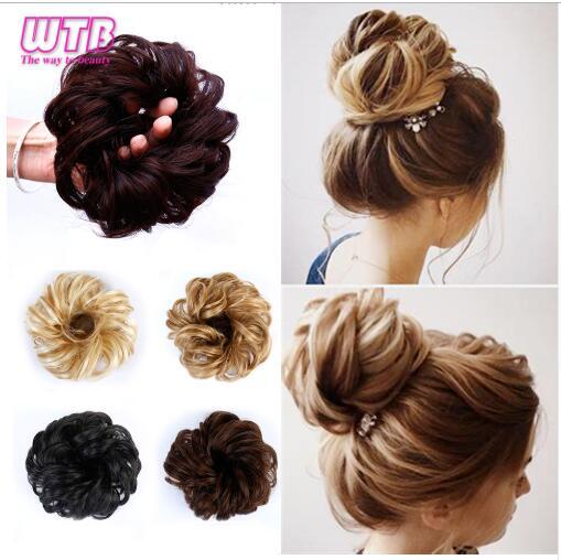 Women Curly Chignon Hair Clip In Hairpiece Extensions Bun for Brides 8 Colors Synthetic High Temperature Fiber Chignon