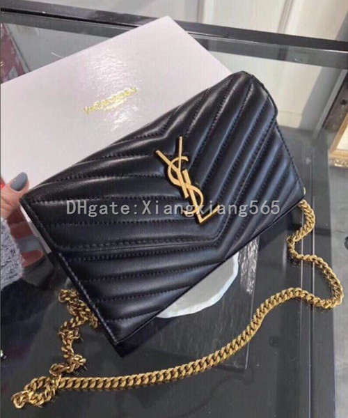 84 YSL women's Genuine Leather chain bag handbag Shoulder Bag Envelope bag Crossbody bags Shopping messenger bags Evening clutch bags