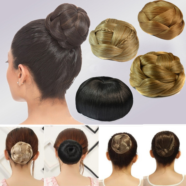 Women fashion BRAIDED CHIGNON hair bun synthetic hair extensions six styles