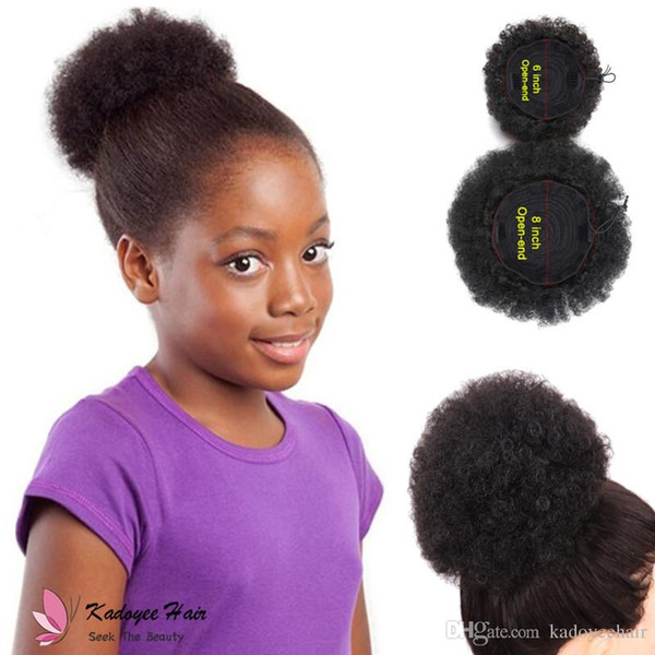 New FreeHair Ribbon Extensions Ponytail Extensions Wavy Curly Chignon Bun Hairpiece Clip-In Natural Color for Kids black girl