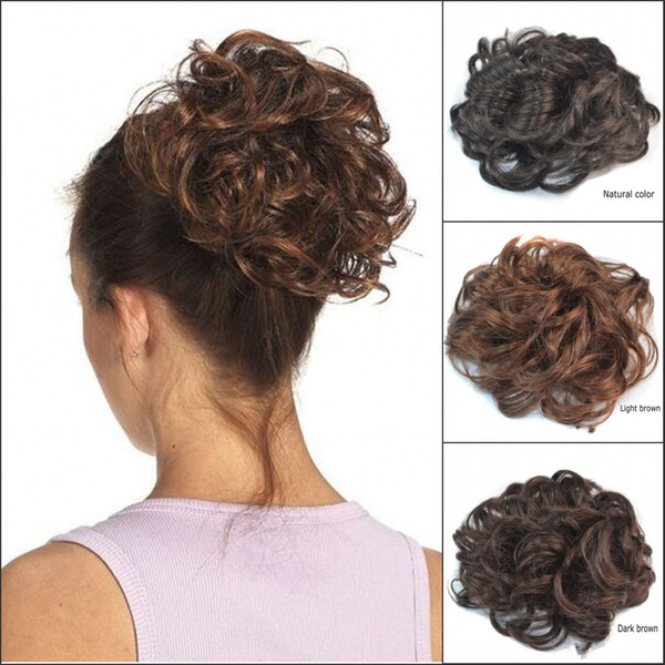 Sara Hot !!! Messy Chignon Buns Kinky Curly Synthetic Hair Bun 13CM*13CM Brown Chignon Clip in Buns Hairpiece Toupee Hair Extension Updo