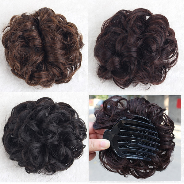 Women's beautiful big clip-in curly synthetic hair chignons hair buns easy to wear four colors available