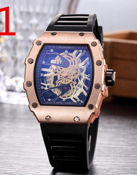 127 Richard Hot Mille New BRAND Luxury Men Fashion Skeleton Watches men Skull sport quartz business watch Casual wristwatch