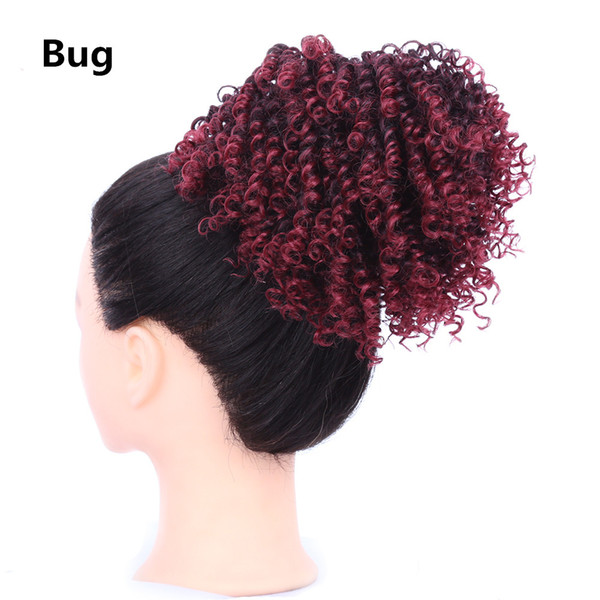 Synthetic Afro Short Kinky Curly Chignon Hair Bun For Women Drawstring Ponytail Wrap Hairpiece Fake Hair Extension