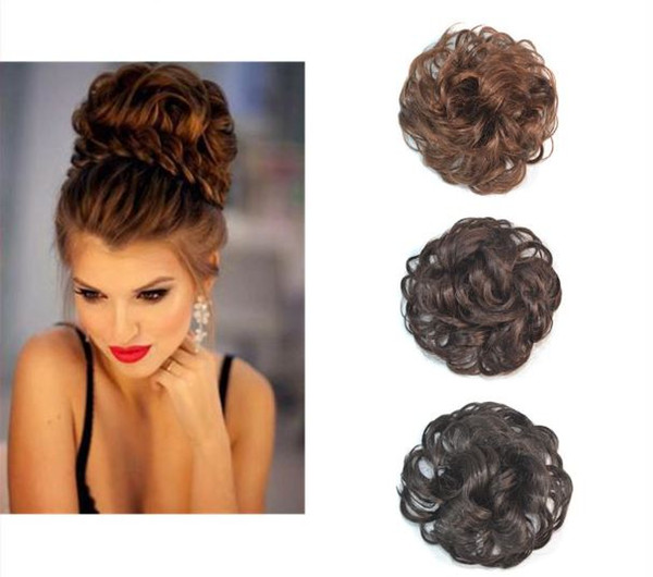 Sara Woman Chignon Buns Kinky Curly Synthetic Hair Bun Extension 13CM*13CM Black & Brown Chignon Clip in Buns Hairpiece Toupee Updo Hair