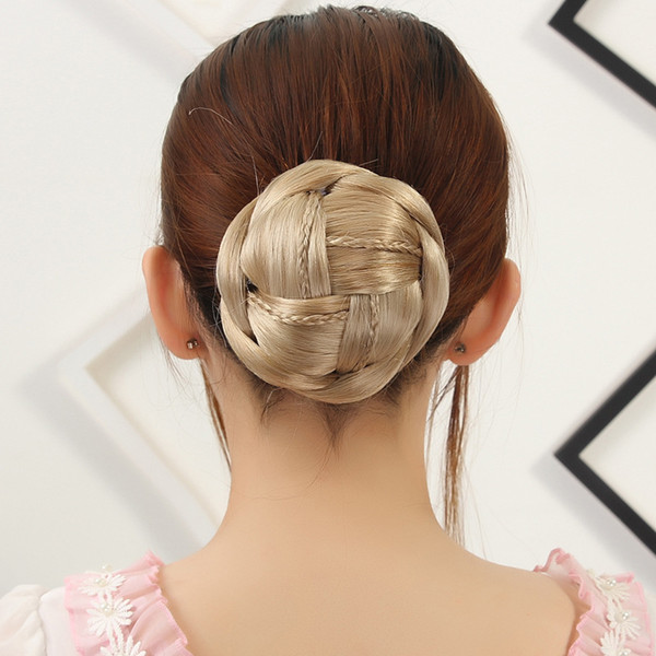 Clip in Chignon Hair Bun 10*6CM 60g Hairpiece Black Brown BLONDE Donut Braided Chignon Buns Hair Extension Updo Synthetic Hair Hairpieces