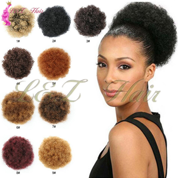 Hair Bun Kanekalon High Ponytail Puff Curly Drawstring Short Synthetic Chignon Hair Bun Kinky Curly Drawstring short Pieces clip in