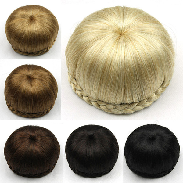 Ladies Mushroom Chignons Extension Bun Elastic Net Straight Chignon Two Plastic Combs Updo Cover Synthetic Hair Fashion Heat Resistant