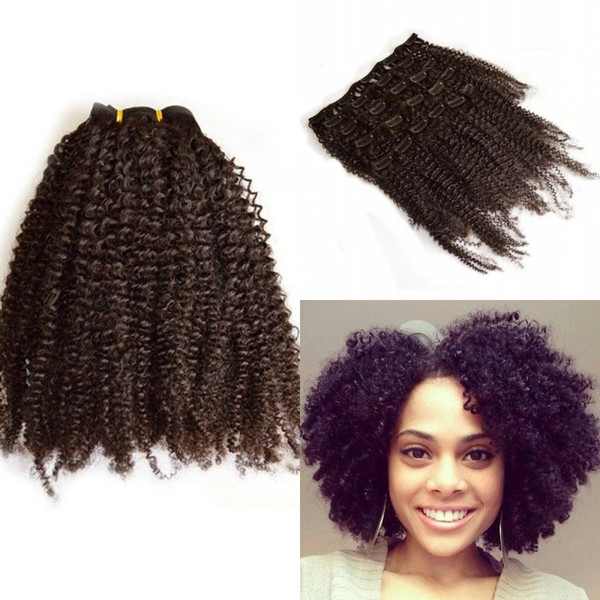 Peruvian Hair Afro Kinky Curly Clip In Human Hair Extension for Black Women 7 Pcs/set FDSHINE HAIR