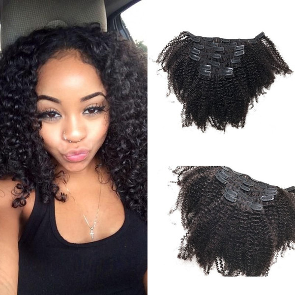 100% Human Hair Extensions Cambodian Virgin Hair Kinky Curly Clip In Human Hair Extensions 7pcs/set High Quality FDSHINE