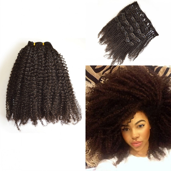 Best African American afro kinky curly hair clip in human hair extensions natural black clips ins LaurieJ Hair