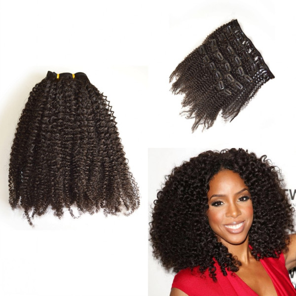 Top Quality Lady Woman kinky curly clip in virgin human natural hair extensions 12 pcs/set LaurieJ Hair