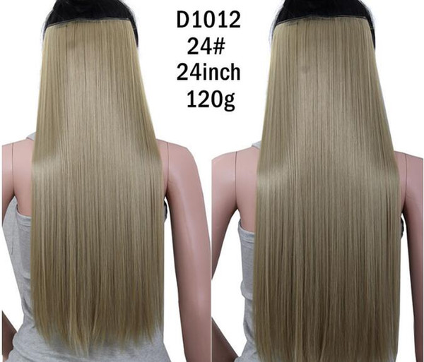 24 inch 120 g 5 card hair extension piece high quality artificial straight hair gold clip hair support wholesale