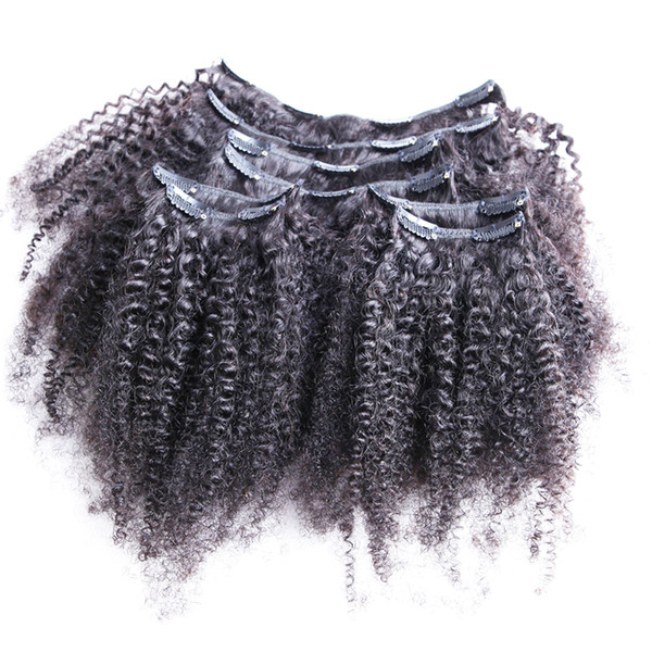 8pcs/set Afro Kinky Curly Wave Human Hair Clip In Hair Extensions 10