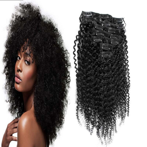 mongolian kinky curly hair clip in 8pcs clip in human hair extensions 100G human hair clip in extensions