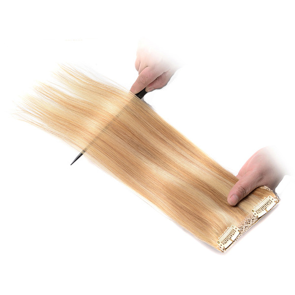 human hair grade 8a Clip In Human Hair Extensions Straight 7pcs 100g Clip Ins 100% Human Hair Extension