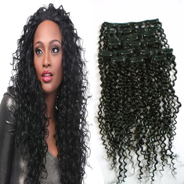 brazilian afro kinky clip in extensions 100g 8pcs 100% human hair extension virgin thick clip in hair extension