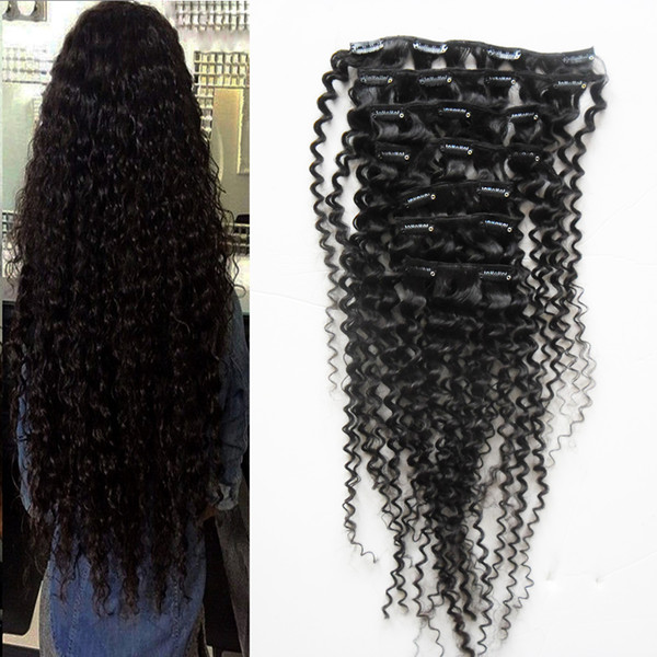 8 Pieces/Set Indian Kinky Curly Weave Remy Hair Clip In Human Hair Extensions 100 Gram 4B 4C Clip In Human Hair Extensions