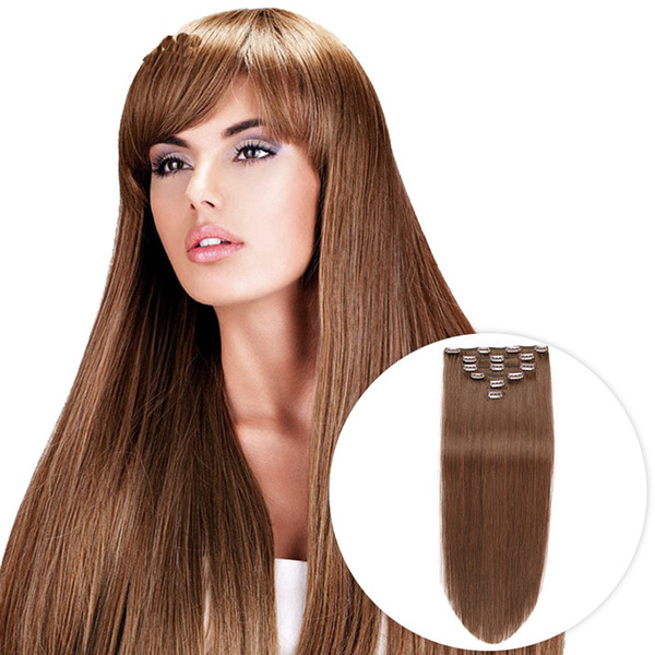 peruvian virgin hair straight cheap clip in human hair extensions 8pcs 100G double strong weft 100% human hair clip in extensions