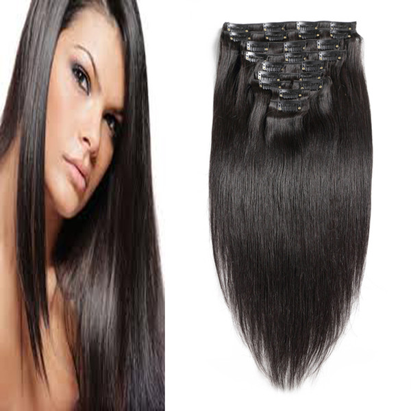 Clip in Human Hair Extensions Double Drawn Clips in Remy Hair Extensions 7pcs 100G Clip in Remy Human Extensions 100% real human hair