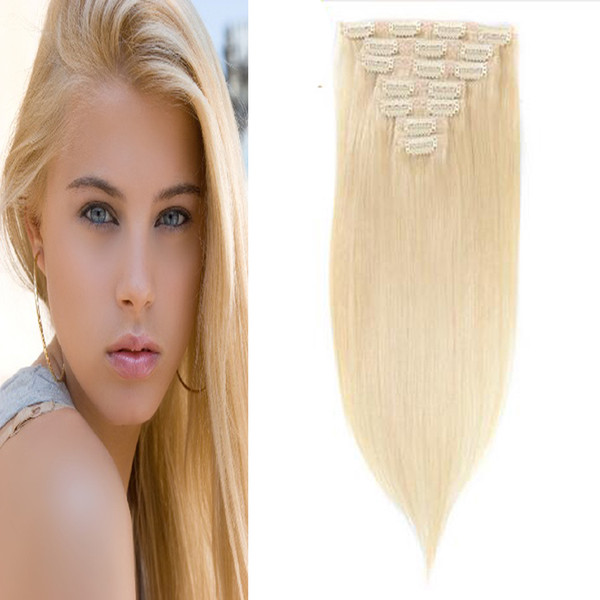 Double Weft Clip in Human Hair Extensions 100% Remy Human Hair 100gram/Set