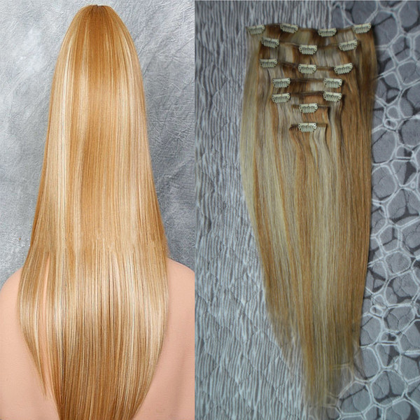 P27/613 Color Clip In Hair Extensions 16