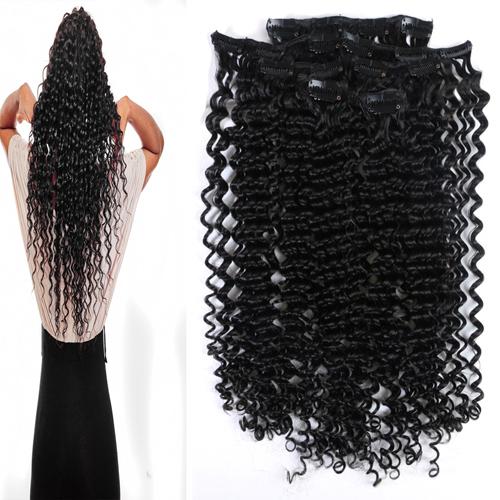 100% Virgin Human Hair 8pcs Mongolian Clip Ins Extensions Remy Hair 100g curly clip in human hair extensions