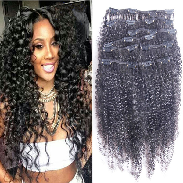 100% Mongolian Remy Hair 8 Pieces And 100g/Set 8 Pieces/Set Afro Kinky Curly Clip Ins Human Hair Extensions