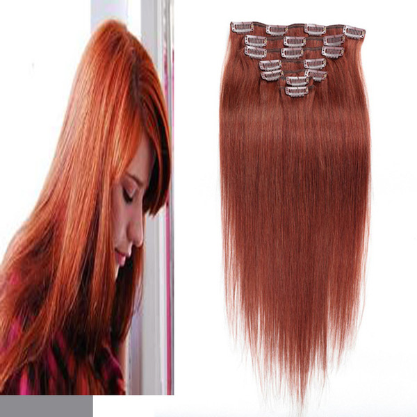 Straight Clip In Human Hair Extensions 7pcs Clip in Remy Human Hair Extensions 18