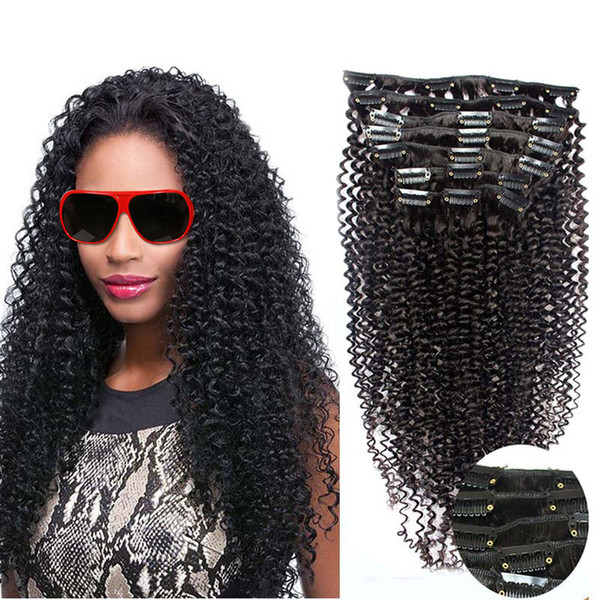 afro kinky curly clip ins 8pcs kinky curly clip in hair extensions 100G human hair clip in extensions