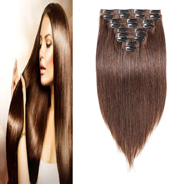 100g Brazilian Remy Straight Hair Clip In Human Hair Extensions 8 Pieces/Set