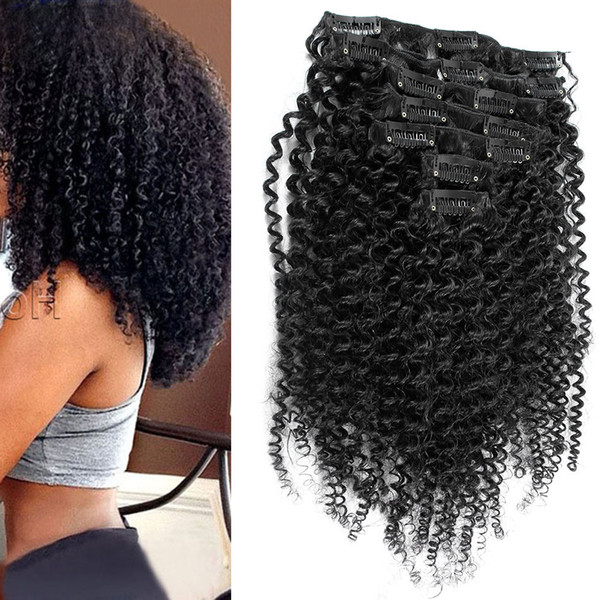 7Pcs/Set Mongolian Afro Kinky Curly Weave Remy Hair 100g 18