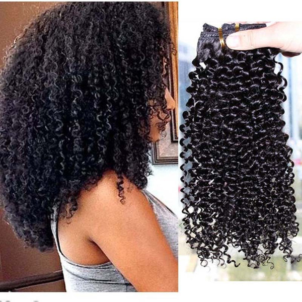 Mongolian Afro Kinky Curly Clip In Human Hair Extensions 8 Pcs/Set Clips 100% Human Natural Hair 100g afro kinky clip in extensions