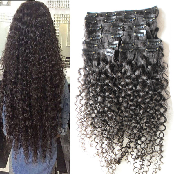 Afro kinky clip in extensions 8pcs 100g Unprocessed brazilian virgin hair kinky curly clip in human hair extensions