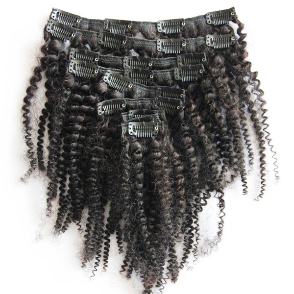 100g 7pcs Brazilian Kinky curly virgin hair clip ins 4a/4b/4c Afro Kinky Curly Clip In Hair Extensions For Black Woman