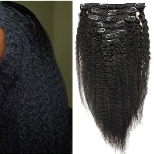 7Pcs/Set 120G Brazilian Virgin Kinky Straight Human Hair Clip In Extensions Kinky Coarse Yaki Straight Natural Clip Ins