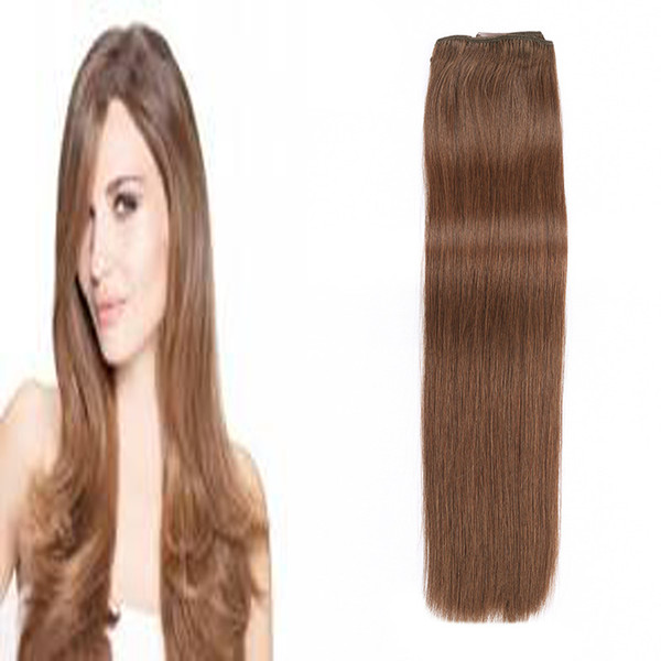 #4 Dark Brown Human Hair Clip In Extensions 100g 7pcs Straight african american clip in human hair extensions