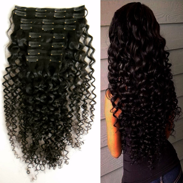 Kinky curly clip in hair extensions for black hair 8pcs afro kinky clip ins 100g african american clip in human hair extensions