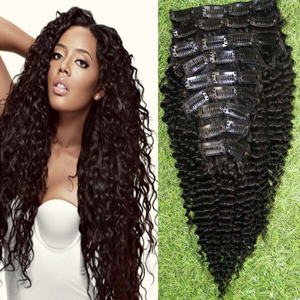 Clip in natural curly brazilian hair extensions 9pcs brazilian virgin hair clip in extension 100g afro kinky clip in extensions