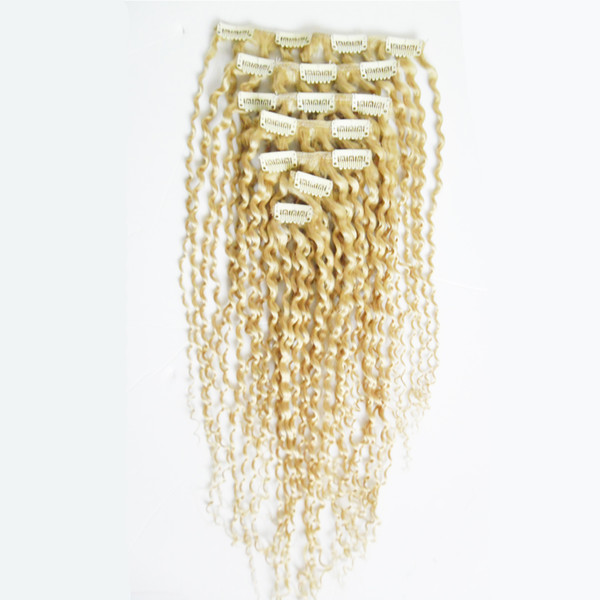 Clip in human hair extensions Kinky curly human hair clip in extensions 8Pcs/Lot 100G 100% human hair extension clip in