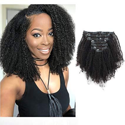 Divaswigs Short Remy Afro Coily Clip In Human Hair Extensions 4B 4C Afro Kinky Curly Clip ins For African Americans Black Women 120g