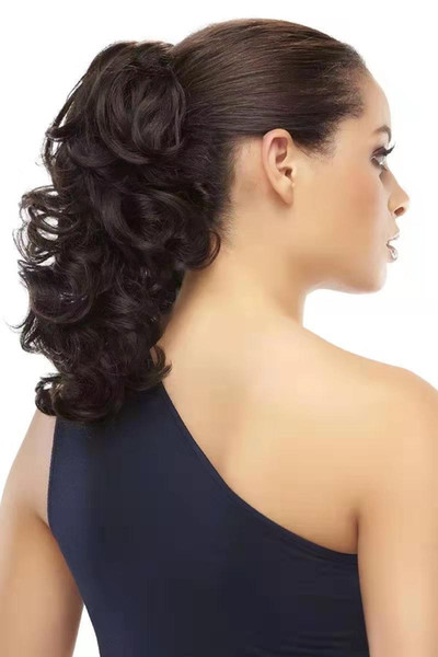 Curly ponytail human hair natural ,wrap around pony tail hairpiece 120g short curly body wave ponytail hairpiece