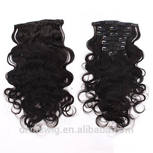 Body wave peruvian hair clip in hair extension 8pcs 120g/set double drawn human hair 21clips