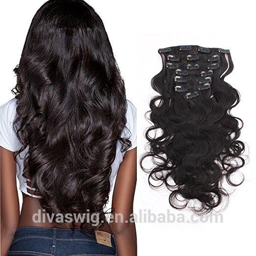 Wavy Clip in Hair Extensions double drawn, Body Wave brazilian Clip in Human Hair Extensions for Women Triple Weft 8pcs 120g