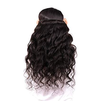 Double Weft 18inch Clip in Hair Extensions 100% Remy Human Hair for Black Women Full Head Natural Black Body Wave 120g/set