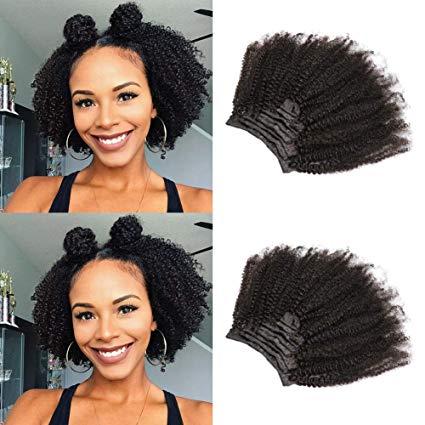 African American Afro Kinky Curly Clip in Human Hair Extensions Brazilian Virgin Hair Natural Color 4B 4C Afro Kinky Curly Clip Ins