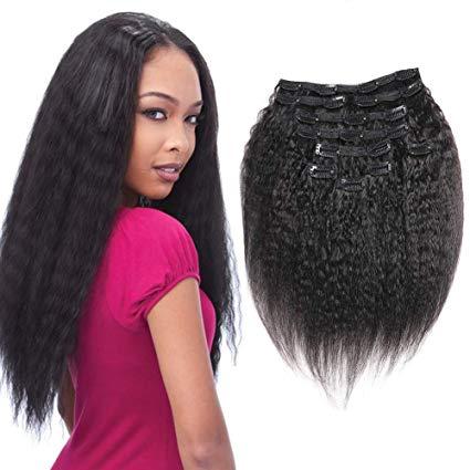 Kinkys Straight Clip in Human Hair Extensions for Black Women Diva 16inch Italian Coarse Yaki Straight Clip in Extension 100g 120g1140g 160g