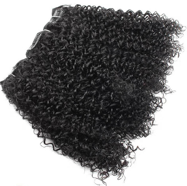 Double Weft 8A Grade Thick Afro 4a Coily Hair Clip In Extensions for African American Black Women, Real Remy Human Hair 120g