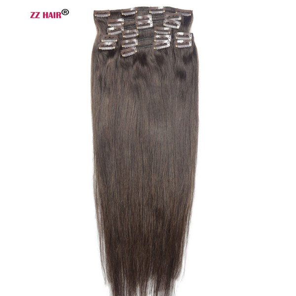 16inches-28inches 100% Brazilian Remy Human hair Clips in/on Human Hair Extension 10pcs set Full Head 140g Straight Hair