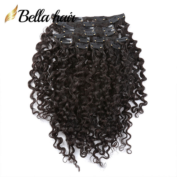 Bella Hair® Clip In Hair Extensions 100% Human Hair Weaves Weft Natural Black Color Deep Curly Wave 12-30 inches 160g/set New Arrival